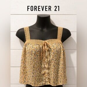 FOREVER 21 Mustard Floral Lace Strap Top Size 0x